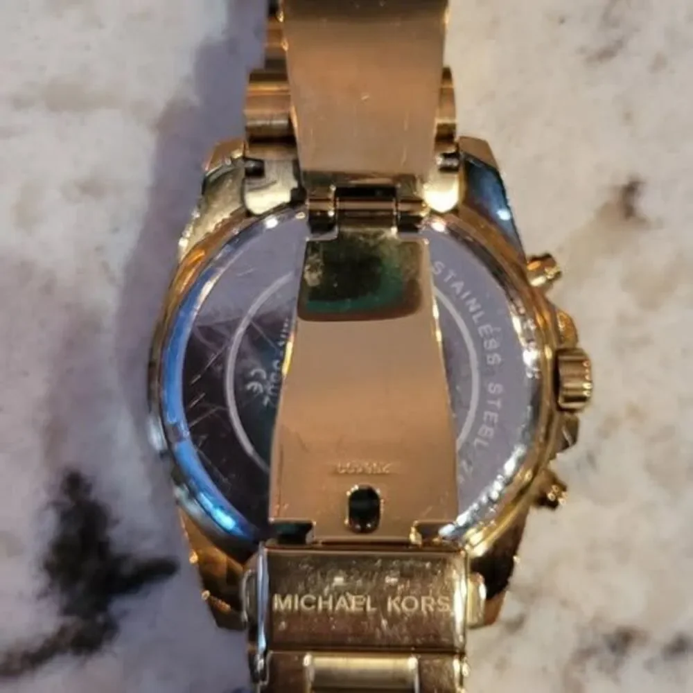 Michael Kors Bradshaw Chronograph Gold Stainless Steel Watch, Black Dial,